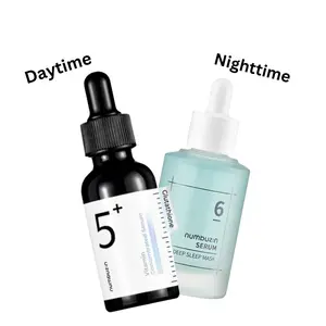 numbuzin No.5+ Vitamin Concentrated Serum & No.6 Deep Sleep Mask Serum Set – Brightening & Hydrating Duo-Daytime Vitamin Boost & Nighttime Recovery