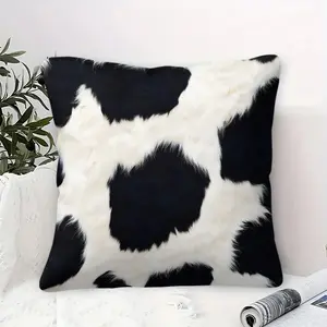 Cow Print Throw Pillow, Black and White Contrasting Cushion, Highly Elastic and Durable, The Best Choice for Sofa and Bedroom Decorative Pillows