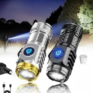 Mini 3 LED Super Bright Flashlight, Rechargeable USB-C Pocket EDC Light, 5 Modes (High/Med/Low/Strobe/SOS), Waterproof Keychain Torch W/Clip
