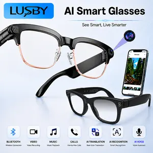 LUSBY Smart AI Camera Glasses with 8MP 1080p HD Photo Capture Auto Color-Changing Interchangeable Lenses for Men Women Travel Recording Voice Calls Language Translation,Black Friday & Cyber Monday, Wearable