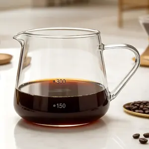 Glass Coffee Carafe 10/20oz Heat Resistant Borosilicate Coffee Server Clear Pour over Coffee Pot for Home Office Café, Durable and Easy to Use