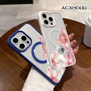 Disco Orchid Pearl Glam Chic Magnetic Case for  iPhone 17 16 E Pro Max 15 Plus 14 13 12 11 XS XR Magnetic Charging, Lightweight, Anti-Fall | Soft & Sweet Design
