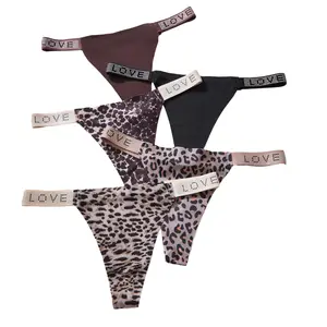 Women's Low-Waist Fashionable Leopard Print Panties 4-Pack - Junior Size Toe Thong Lingerie, Breathable, Comfortable, Hip-Fit, Stylish Everyday Wear Style Womenswear thong panties thongs underwear for women