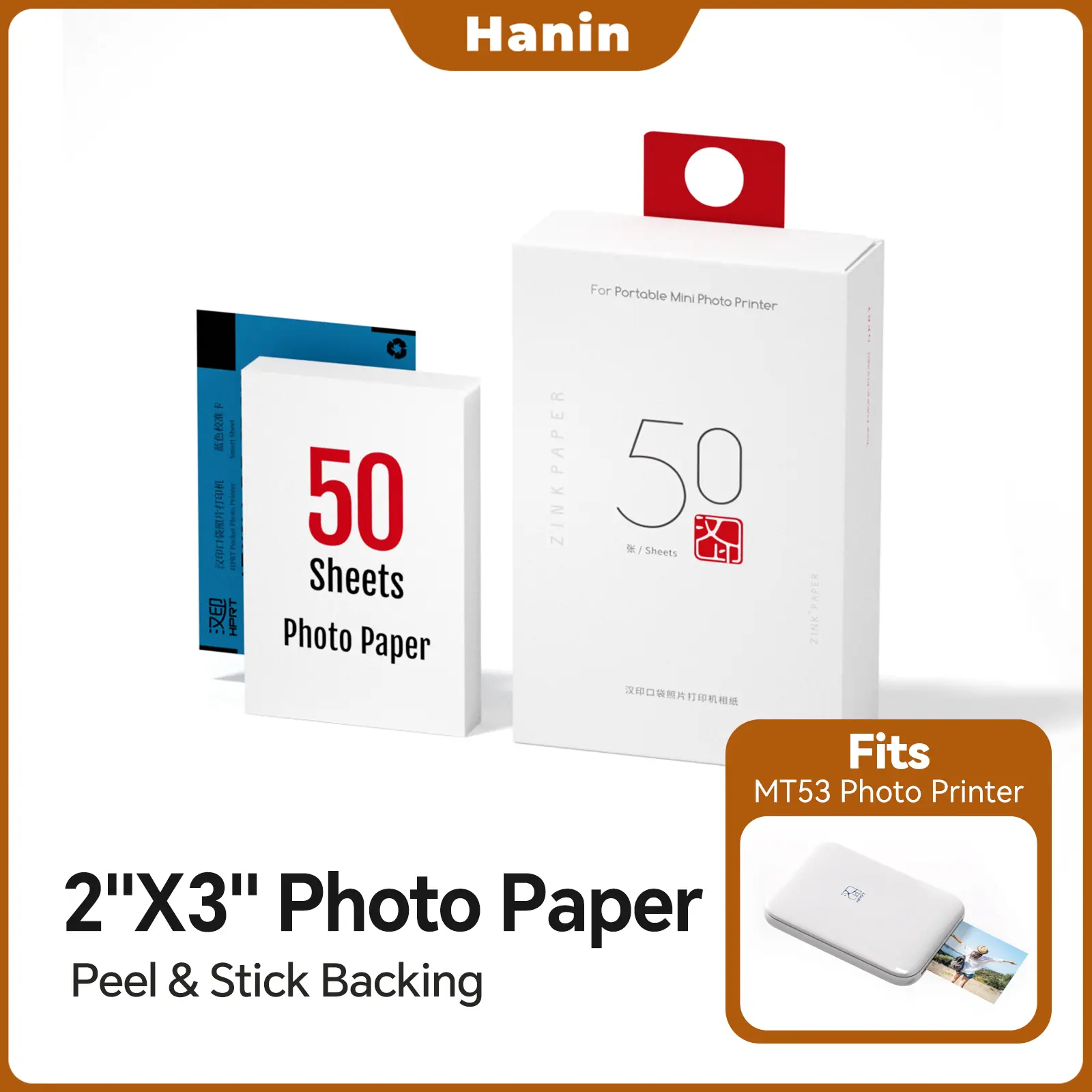 2×3” Photo Paper for HPRT MT53, Adhesive Sticky Back, Peel & Stick, 20–60 Sheets,back to school,back to school shopping