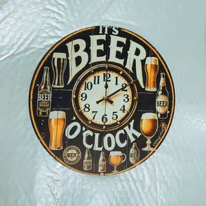 Vintage Aluminum Wall Art Analog Clock Outdoor Decorative Sign With Humorous Time-theme For Home Bar Garden Cafe Restaurant Farmhouse Garage Patio Wall Decor Gift