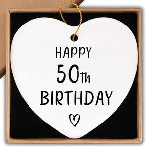 50th Birthday Gifts for Her Him Ornament Keepsake Sign Heart Plaque Happy 50th Birthday 50 Year Old Birthday Gifts for Women Men 50th Birthday Ideas