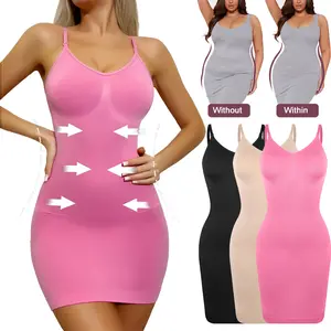 Women's Tummy Control Shapewear Dress  Adjustable Spaghetti Strap Full Body Shaper Slips for Under Dresses, Solid Bodycon Cami Shapewear Dress, Ladies Shaping Dress for All Seasons Springtok