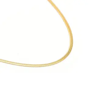 C002G B.Tiff 2mm Herringbone Gold Plated Chain Necklace