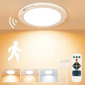 Rechargeable Ceiling Light with Remote, Motion Sensor, Battery Operated, Dimmable Timing, Suitable for Bathroom, Pantry, Hallway & Porch