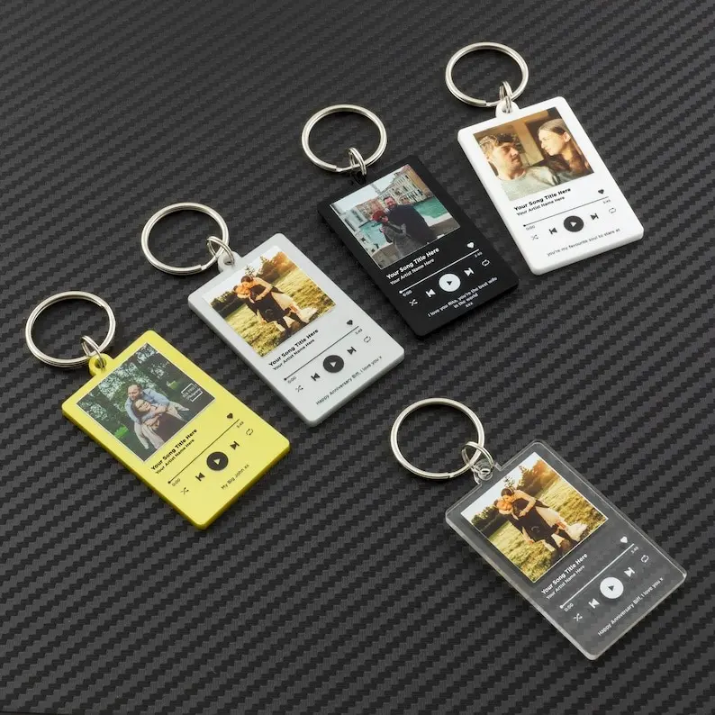 Personalized Song Single-sided Keychain - Custom Music Album Keychain Gift For Him Her - Gift For Couple