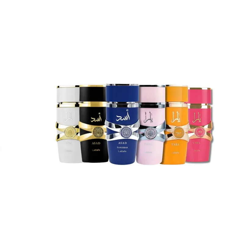 Lattafa Unisex Arabian Perfumes 5-Piece Eau de Parfum Collection for Adults, 3.4 fl oz Each, with Fresh, Floral, Fruity, Lavender, Jasmine, Aquatic, Lemon, Vanilla, Honey, Ginger Scents, Long-Lasting Edp Liquid Colognes