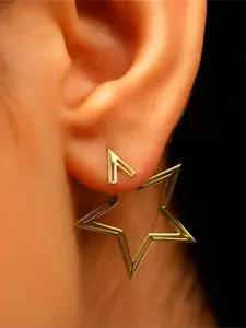 Minimalist Hollow Out Star Design Ear Jacket, Fashionable Earrings for Women & Girls, Trendy All-match & Exquisite Jewelry for Birthday Gift, Versatile Earrings, High Quality Earrings
