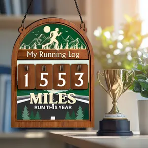 Running Miles Tracker Sign, Running Log, Marathon Training Runner Gift, Miles Run This Year Counter, Yearly Mileage Tracker, Fitness Decor