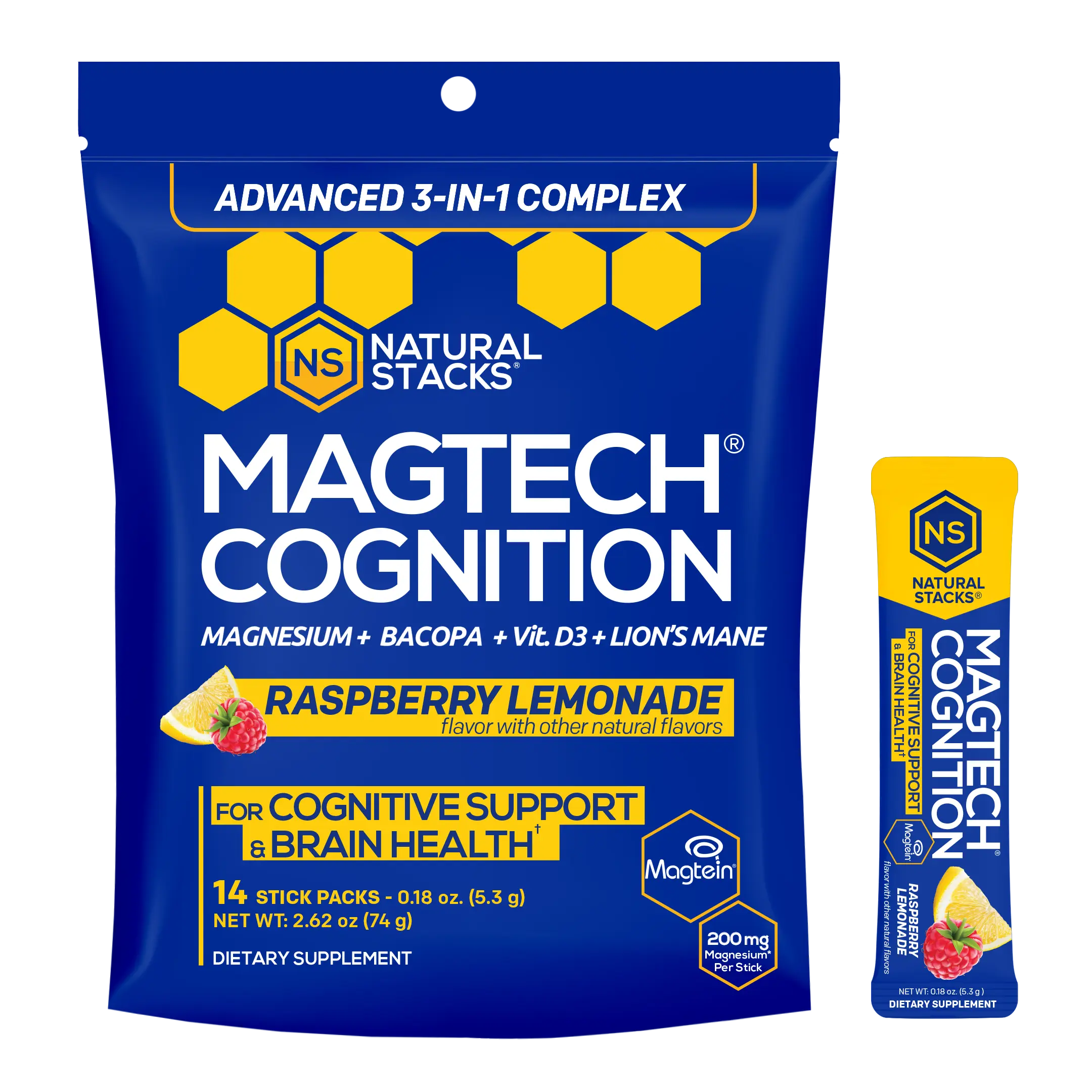 MagTech Cognition Drink - Three Forms of Chelated Magnesium for Brain Health, Including Magnesium Glycinate.* Stimulant-Free Focus.