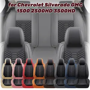 for Chevrolet Silverado GMC 1500 2500HD 3500HD 2007-2024 Napa PU Leather Seat Covers Full Set, Full Surround Waterproof Non-Slip Pickup Truck Cushions with Storage Bag
