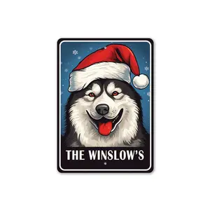 Personalized Husky Christmas Welcome Sign