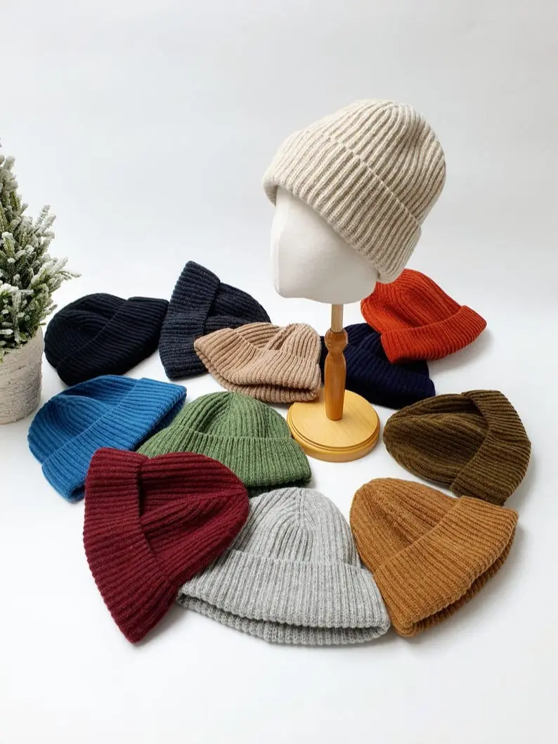 Basic Essential 100% Wool Beanie, Merino Wool Beanie, Unisex Beanie, Holiday Gift