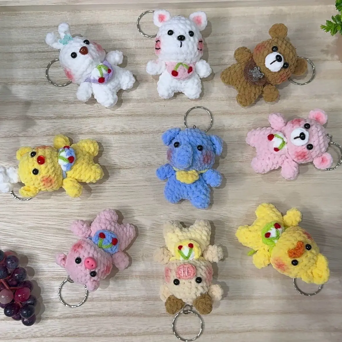 Cute Animal Keychain ~ 3 inches - Rabbit/ Cat/ Buffalo/ Brown Bear/ Pink Bear/ Duck/ Elephant - Perfect for Gift and Backpack/ Bag decoration