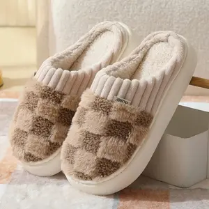 Women's Cloud-Like Cotton Cashmere Slippers Anti-Slip Super Soft Cute Indoor Home Footwear for Girls Cozy Comfort Pink Plush