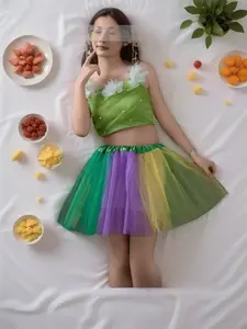 New Adult Rainbow Tutu Skirt, Half Skirt, Christmas Performance Costume, Green Net Skirt