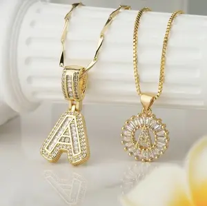 2-Pack Iced Out Initial Letter Necklaces - Personalized A-Z Alphabet Pendants, Double Chain Layered Set, Hip Hop Bling Costume Jewelry for Couples