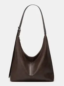 Minimalist style personality shoulder tote bag, casual fashion trend versatile shoulder armpit bag, crescent design retro shoulder handbag, niche suitable for office workers daily commuting shopping, etc., Pu Tote Satchel