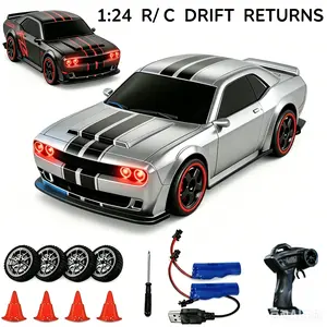 1:24 RC Dodge Hellcat 4WD High Speed Drift Car with LED Lights Kids Toy Gift for Indoor Outdoor Racing