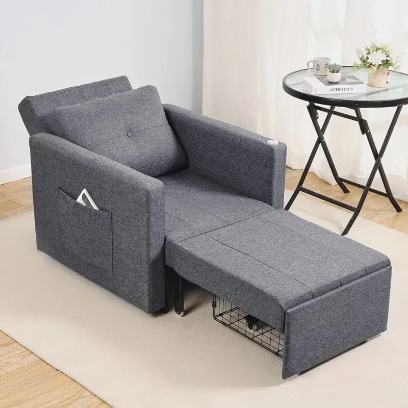 Sofa Bed Couch Sleeper Convertible Pull-Out Bed Couch With Side Pockets