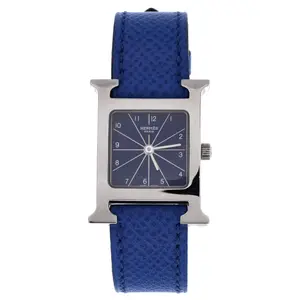 Pre-owned Hermes Heure H Quartz Watch Stainless Steel and Leather 21 by Rebag