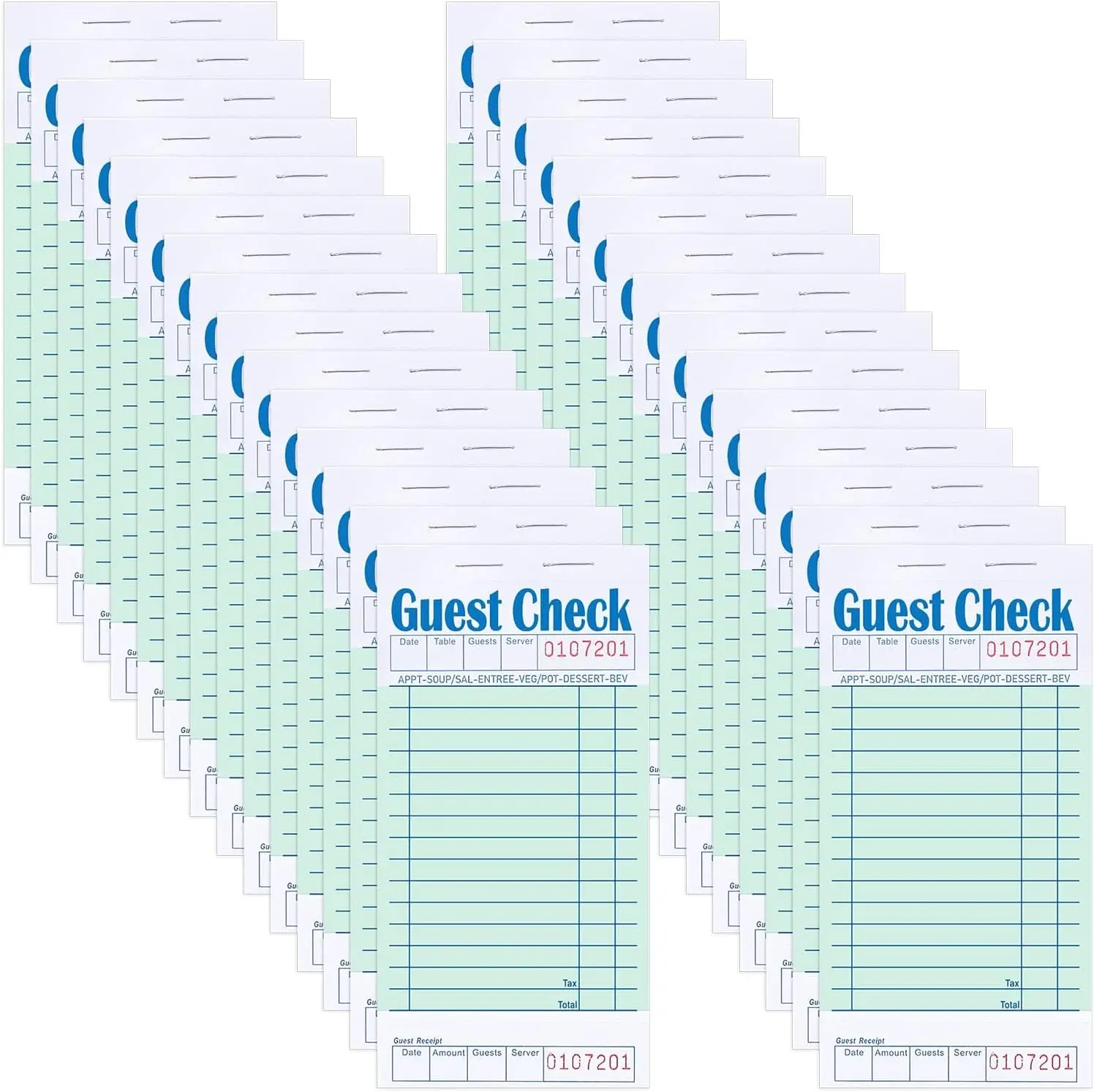 30 Pack Guest Checks for Servers, Server Note Pads | Waitress Check Pads with Bottom Receipt, Waitress Notepad for Restaurant Business,1500 Sheets