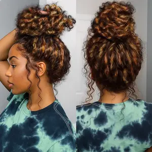 Hidden Strap 360 Lace Frontal Human Hair Wigs 4/27 Deep Wave Ombre Highlight HD Transparnet 360 Full Lace Frontal Wig Deep Curly Pre Plucked with Baby Hair Bleached Konts 180% Density 30 Inch