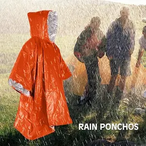 Hooded Rain Poncho Waterproof Raincoat Jacket for Men Women Adults