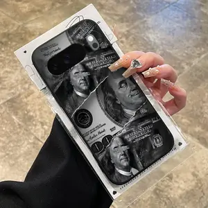Rounded Edge Phone Case for Google Pixel 10 9 8 7 Pro A XL Dollar Bill Surrealism Pattern Anti-Scratch Shockproof TPU Bumper Drop-proof Cover Cellphone Protective