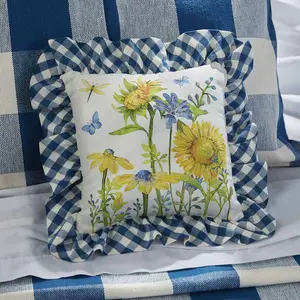 Gingham Blue & Sunshine Pillow