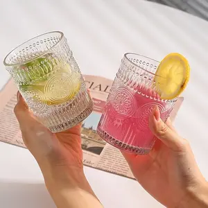 4/6Pcs - Vintage Sunflower Engraved Glass Cups - Reusable Drinking Glasses with Embossed Texture, Elegant and Durable Glassware, Suitable for Hot and Cold Drinks, Beer, Juice - Ideal Choice for Weddings, Parties, and Gifts