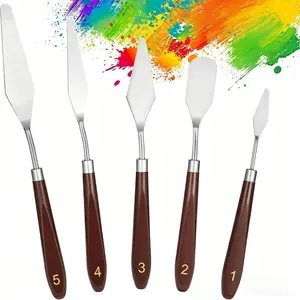 Palette Knife Set, 5-Piece Painting Knives with Wood Handles, Stainless Steel Blades for Acrylic & Oil Painting, Color Mixing, Impasto, Texture Painting and Modeling Paste, Artist Paint Spatula Tools