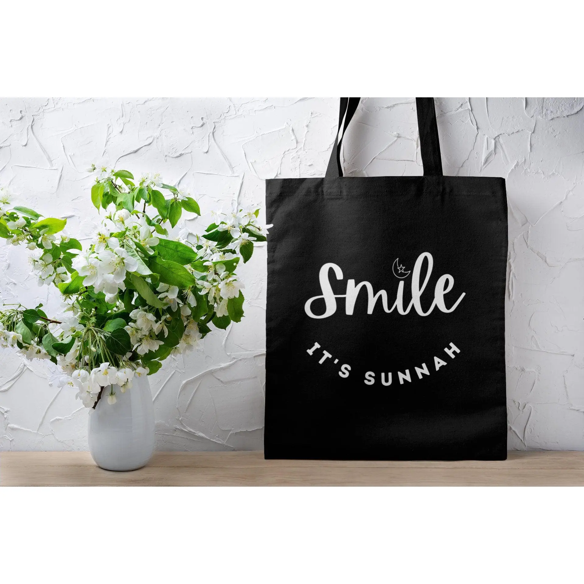 Ramadan Muslim "Smile It's Sunnah" Tote Bag · Cute  Arabic Muslim Islamic Eid Ramadan Gift · "Just Dua it" · Cute Muslim Bag · Fun Muslim