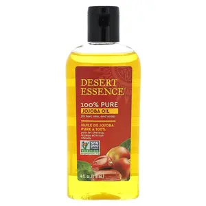 Desert Essence 100% Pure Jojoba Oil, For Hair, Skin, and Scalp, 4 fl oz (118 ml)