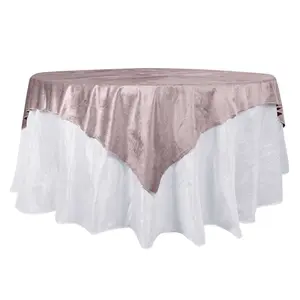 Velvet 72"x72" Table Overlay Square Tablecloth Mauve - Premium Soft Finish Table Topper