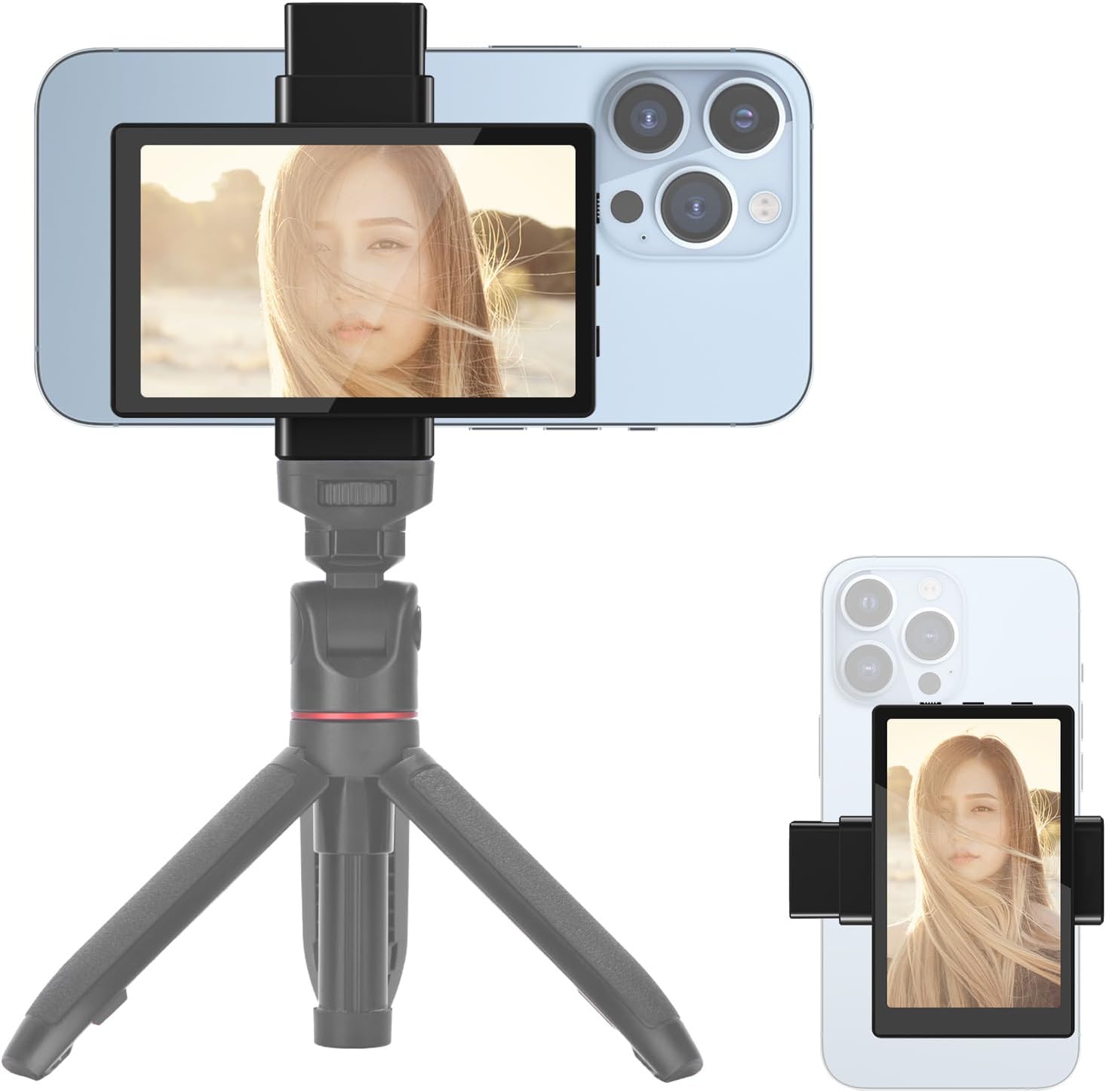 Newmowa Vlog Selfie Monitor Screen for iPhone & Samsung 4K 30fps Wired Recording Magnetic Phone Holder Live Screen Shari