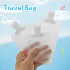 Portable Dispenser Bag For Cosmetic Lotion Shower Gel Shampoo Facial Cleanser Reusable Outdoor Travel Leakproof Packing Bag White Drawstring Pouch