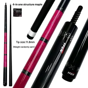 Carbon Fiber Pool Cue Stick with Low Deflection Shaft with 11.8mm Tip 58-inch Professional Complete Billiards Cue Includes Tip-Butt C4-Structure Enhanced Precision Durable Prevent Bending (YFEN &JIANYING) pink and black color