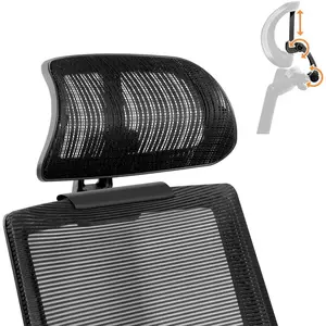 Adjustable Mesh Office Chair Headrest Attachment, Height Inclination Distance Adjustable, Suitable for Ergonomic Office Chairs, Black