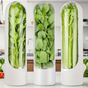 3pcs Large Refrigerator Vegetable Storage Box with Flip-Top Lid - Large PET Herbs Keeper for Cilantro, Mint, Asparagus & Leafy Greens - for 2-3 Weeks, Fridge & Kitchen Pantry Organization Container ()