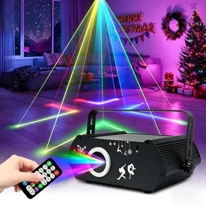 GOLDACE DJ Laser Stage Light - High-Brightness Novelty Lighting, RGB Multicolored Light, Dynamic LED, 3D Animation, DMX-512 Control, Sound Active, Beam Scan, Remote Control for Bar, Party