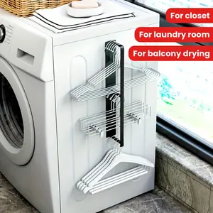 1pc Magnetic Hanger Organizer, Clothes Hanger Organizers, Storage Rack for Washing Machine, Stacker for Closet Laundry Room, Clothes Storage for Balcony Drying and Wall Hanging, Space Saving Hanger - No Dring Design, Easy Installation & Storage