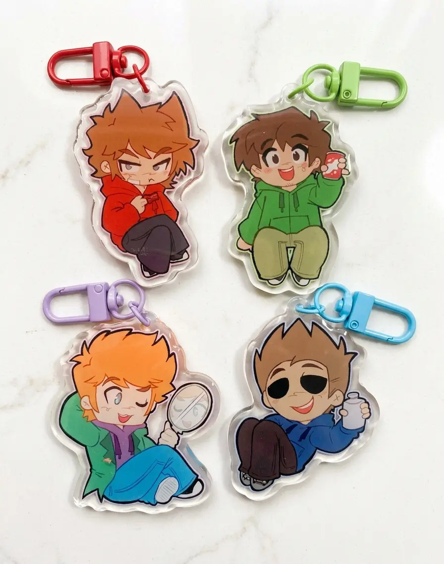 Eddsworld main four acrylic keychains perfect For Bags, Keys, Or Gifts
