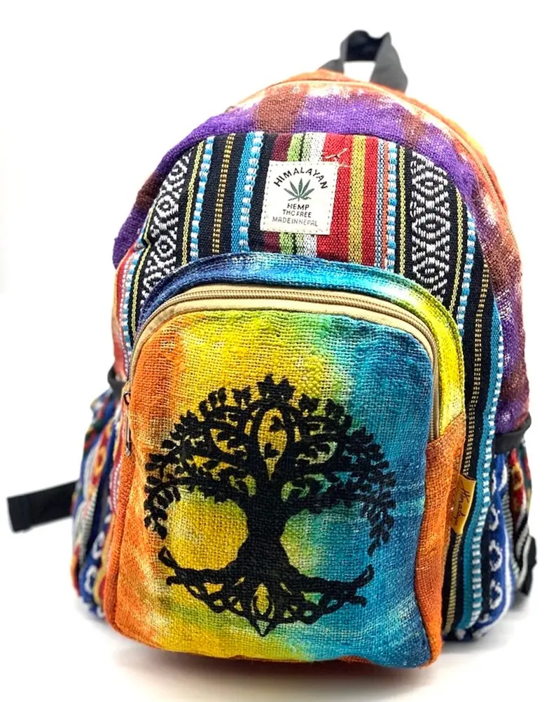 Tie Dye Hemp Mini Backpack Handmade Hippie Festival Bag