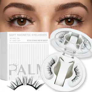 PALM LASHES Upgrade Soft Magnetic Eyelashes Natural Look, Reusable Magnetic Eyelashes with Applicator, No Glue Needed Lashes Kit, Easy to Wear and Remove