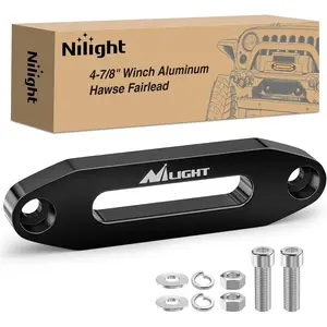 Winch Fairlead 4-7/8 Inch (124mm) Aluminum Hawse Fairlead Hole Spacing with Mounting Hardware Winch Hawse Fairlead for Synthetic Rope 2000-3500 LBS UTV ATV Winch Accessory Anodized Black